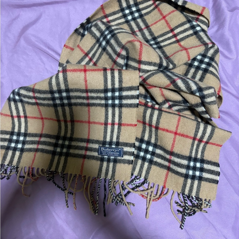 Burberry Tan and Black Checkered Scarf